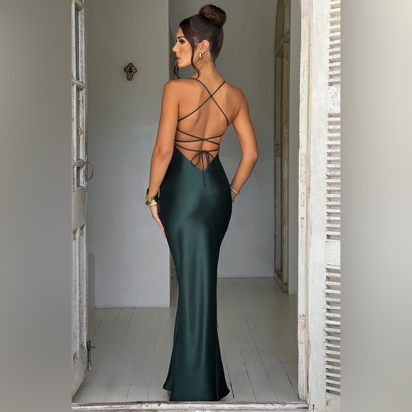 MISHA MAXI DRESS - EMERALD - Picture 3 of 3